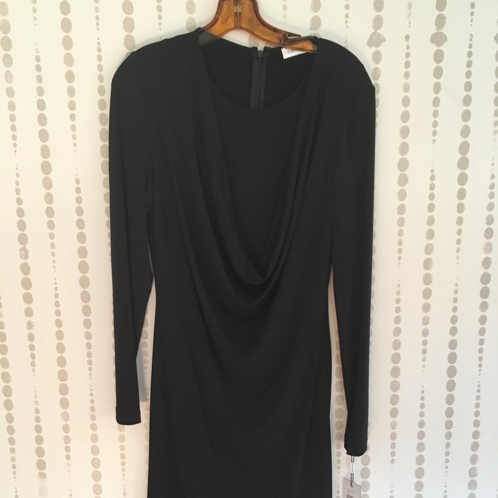 NWT- Black Calvin Klein shawl neck dress